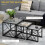 Homcom Set of 3 Nesting Coffee Tables Square Side Tables with Metal Frame, Grey 3