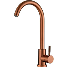 Rose Gold Kitchen Tap, Mono Bloc Sink Mixer, Single Lever Swan Neck Swivel Spout