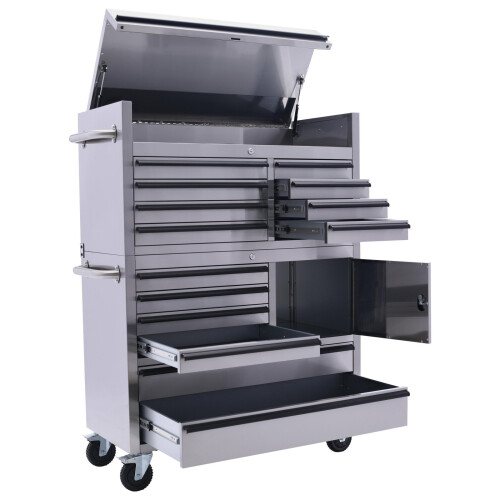 41in Stainless Steel 14 Drawer Modular Mobile Tool Cabinet Tool Chest 1
