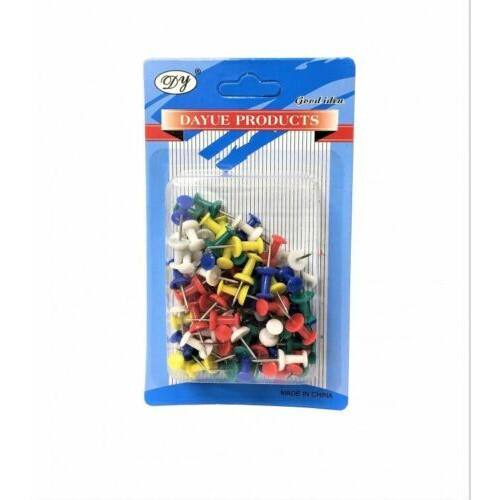 120 PUSH PIN ASSORTED MULTI COLOURED DRAWING PINS NOTICE OFFICE CORK BOARD UK