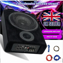 12V 8" 800W Car Subwoofer Active Underseat Bass Boxs Audio Sub Speaker Amplifier