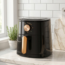 5.5L Manual Air Fryer Large Oven Low Fat Healthy Oil free Frying 1800W Black