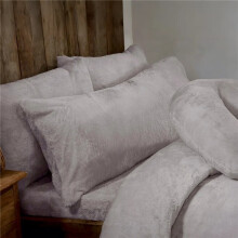 (Silver Grey, 4ft6 - Double) Snuggle Comfort Teddy Fleece Long Bolster PILLOWCASE - Soft Cosy Warm Plush Bolster Pillowcases - 3ft, 4ft6, 5ft -