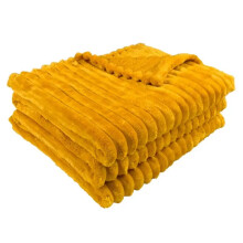 (Ochre / Yellow, King) Chunky RIBBED CORDED FLEECE THROW Large Bedspread Soft Cuddly Warm Sofa Cozy Blanket Thermal Faux Fur Velvet Touch,