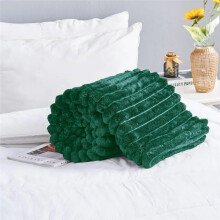 (Dark Green, Double - 150x200cm) Osum Ribbed Blankets Throws Teddy Sherpa Fleece Chunky Cord Blanket Throw Over Super