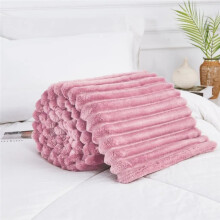 (Blush Pink, Double - 150x200cm) Osum Ribbed Blankets Throws Teddy Sherpa Fleece Chunky Cord Blanket Throw Over Super