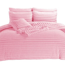 (Light Pink, King - 200x240cm) Osum Ribbed Blankets Throws Teddy Sherpa Fleece Chunky Cord Blanket Throw Over Super