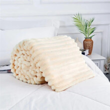 (Cream, Double - 150x200cm) Osum Ribbed Blankets Throws Teddy Sherpa Fleece Chunky Cord Blanket Throw Over Super
