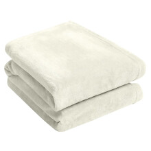 (Ivory, King (200 x 240cm)) Luxury Soft Mink Throw Blanket, Single, Double or King Size, Black, Grey, Pink, Blush, Ivory