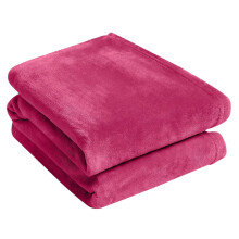 (Fuchsia Pink, Double (150 x 200cm)) Luxury Soft Mink Throw Blanket, Single, Double or King Size, Black, Grey, Pink, Blush, Ivory