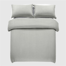 (Silver, King) Upgrade Your Bedroom with this Ultra Soft Stripe Duvet Set! 3pc Premium Anti-Allergic & Breathable Bedding Set | Luxury