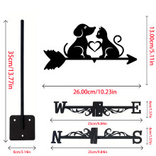 (black) 1 Packung Wetterfahnen aus Metall im Cartoon-Stil für Katzen und Hunde, Windrichtungsanzeiger für den Außenbereich für Zuhause,