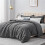 (Grey, Single) Premium Microfiber Duvet Cover Set – 3 Piece Solid Bedding Set with Matching Pillow Cases , Ultra Soft 1
