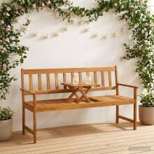 vidaXL Gartenbank 158 x 55 x 89 cm Massivholz Akazie Natur Rechteckig