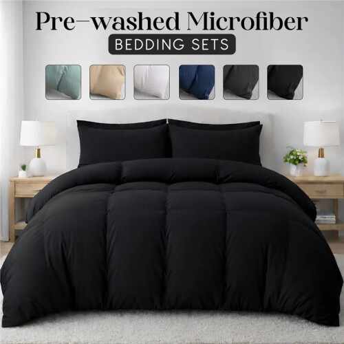 (White, Double Duvet Cover) Plain Microfiber Duvet Cover Set Soft Breathable Bedding Set Luxury Solid Bed Cover Single 1