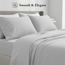 (Silver, S.King) 4 Piece Complete Bedding Set Reversible Dyed Duvet Cover with 2 Pillowcases and