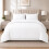 (White, Double) 4-Piece Plain Dyed Bedding Set  – Includes 30cm Deep Fitted Sheet, Machine Washable – Available in 6 Colors & 1