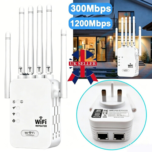 WiFi Signal Extender Range Repeater Booster Internet Amplifier 1200Mbps UK Plug 2