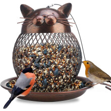 Hanging Squirrel Proof Bird Feeder, Metal Wild Bird Seed & Nut Feeding Station