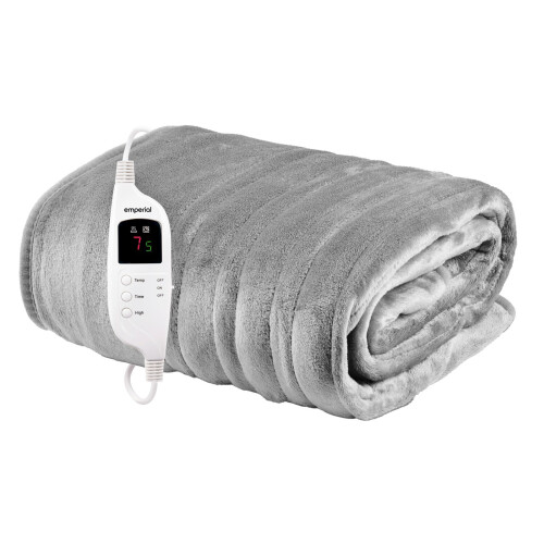 Emperial Heated Throw Electric Blanket Soft Fleece 9 Hr Timer Machine Washable
