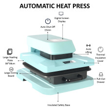 15 x 15 in Auto Heat Press Machine Sublimation Printer Transfer T Shirt