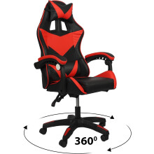 Swivel Gaming Chair Faux Leather Massage Computer Chair Black for Home & Office