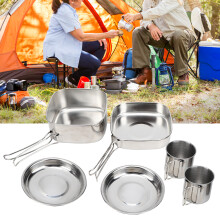 Tragbar Campinggeschirr 6-teilig aus Edelstahl für