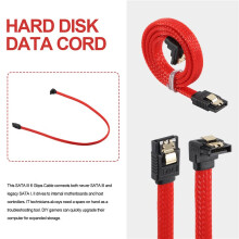 50CM 3.0 III SATA3 7pin Data Cable Right Angle 6Gb/s SSD Cables HDD Hard Disk Data Cord with Nylon Sleeved(Red)