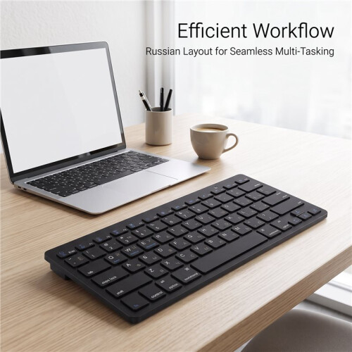 Russian Keyboard Ultra-Thin Wireless  Keyboard, for IOS Android Windows Tablet / Laptop -Black 2