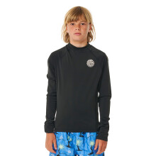 (8 Yrs, Black) Rip Curl Kids Icons UV Brushed Long Sleeve Rash Vest UPF 50+ UV Sun Protection