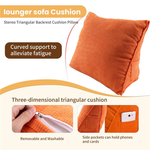 Solid Color Reading Backrest Cushion Wedge Pillow Thick Lumbar Back Pad 2