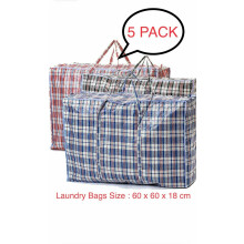 5x JUMBO LAUNDRY BAGS Zipped Reusable Large Strong Shopping Storage Bag Moving