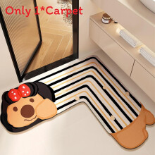 (Black Brown,60x60x30cm)Cartoon Style L Shaped Bathroom Mat With Durable Material Quick Drying For Home Use