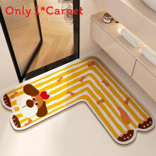 (Yellow,70x70x35cm)Cartoon Style L Shaped Bathroom Mat With Durable Material Quick Drying For Home Use