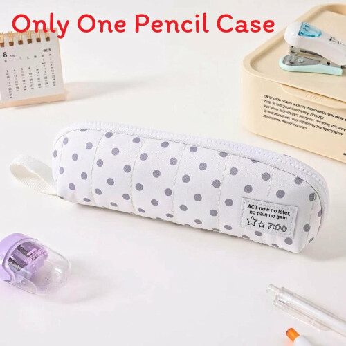 (White) Trendy Pen Cotton Pouch With Spacious Compartments Office Students Professionals