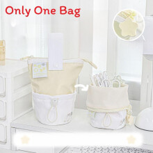 (Ivory) Pp Material Cute Pen Storage Container With Foldable Stand School For Supplies