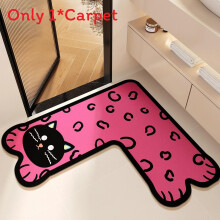 (Rose Pink,60x60x30cm)Tapis de salle de bain style dessin animé en forme de L avec matériau durable séchage rapide pour utilisation