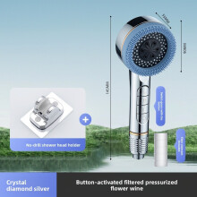 (Silver Stand)Cabeça de chuveiro de aumento de pressão de piano design redondo moderno com massagem spray de chuva para uso doméstico
