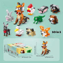 [Animal Building Block Set] 10pcs/Set, Animal Building Block Set, Including Puppies, Rabbits, Piglets, Ducks, And