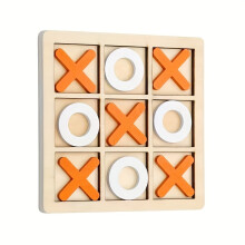 (Orange, Big) Tic Tac Toe Board Game, Tic Tac Toe Family Game, Classical Family Board Game, Wooden tic-tac-toe game, Christmas and