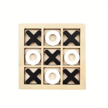 (Black, Small) Tic Tac Toe Board Game, Tic Tac Toe Family Game, Classical Family Board Game, Wooden tic-tac-toe game, Christmas and
