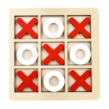 (Red, Big) Tic Tac Toe Board Game, Tic Tac Toe Family Game, Classical Family Board Game, Wooden tic-tac-toe game, Christmas and