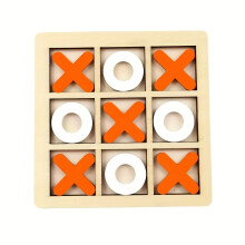 (Orange, Small) Tic Tac Toe Board Game, Tic Tac Toe Family Game, Classical Family Board Game, Wooden tic-tac-toe game, Christmas and