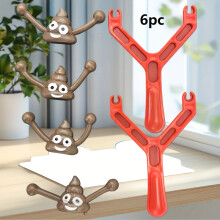 (red) Funny Christmas Gift: a Slingshot Poop Launcher, a Quirky Prank Toy That Shoots Poop, New Cross-Border Toy, 6pcs