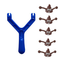 (Blue 6pcs) Funny Christmas Gift: a Slingshot Poop Launcher, a Quirky Prank Toy That Shoots Poop, New Cross-Border Toy, 6pcs