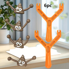 (orange) Funny Christmas Gift: a Slingshot Poop Launcher, a Quirky Prank Toy That Shoots Poop, New Cross-Border Toy, 6pcs