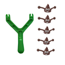 (Green 6pcs) Funny Christmas Gift: a Slingshot Poop Launcher, a Quirky Prank Toy That Shoots Poop, New Cross-Border Toy, 6pcs