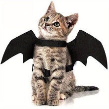(Black, M) Adjustable Bat Wing Costume For Cats And Puppies - Soft Polyester Wing Clothing With Closure, Cute Kitten/Puppy Bat Wing Costume