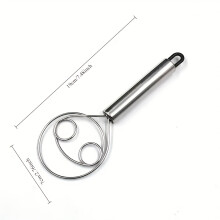 (1pc) [Stainless Steel Mixer] Stainless Steel | Two-hole Dough Mixer | Handheld Bread Mixer, Scraper, Quick Mixing Tool