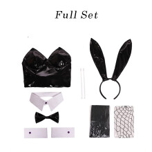 (B) Game Red Black Bunny Suit Women Faux Leather Fabric Sexy Cosplay Suit Halloween Christmas Jumpsuits Bunnygirl Suit Cosplay
